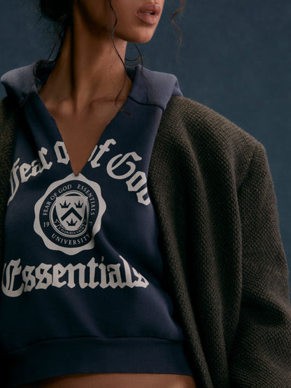 Women's Heavy Fleece Cropped V-Neck Hoodie