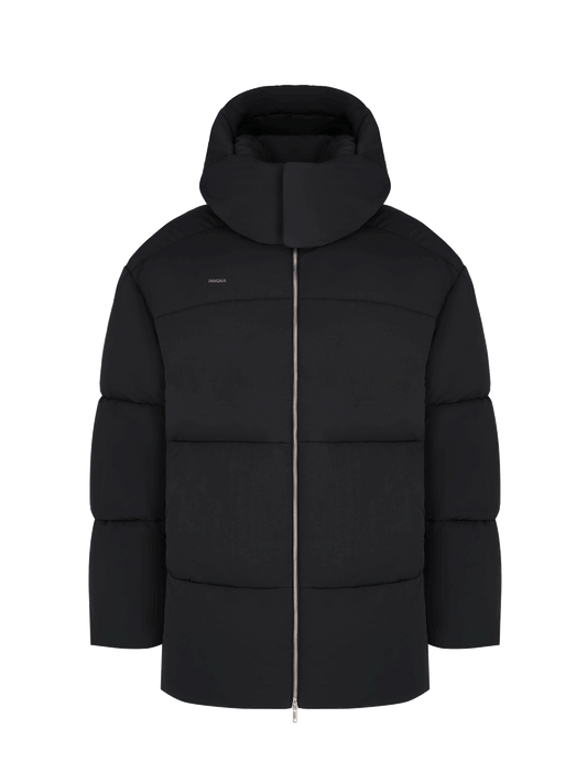 Womens Flower-Warmth Recycled Nylon Long Puffer—black