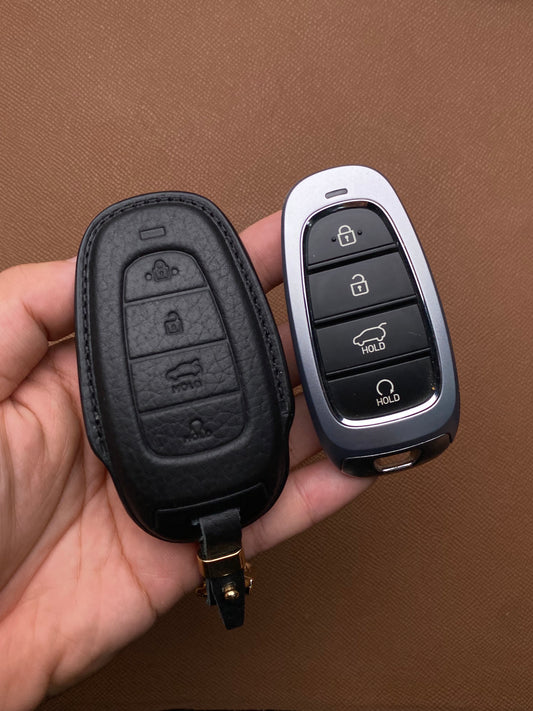 Leather Car Key Case for Hyundai Santa Fe, Tucson, Palisade (2021 - 2024)