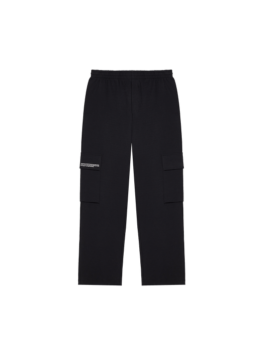 Womens Recycled Cotton Jersey Cargo Pants—black