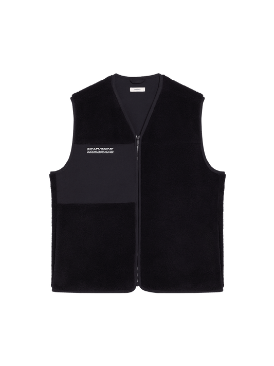 Womens Recycled Wool Fleece Gilet—black