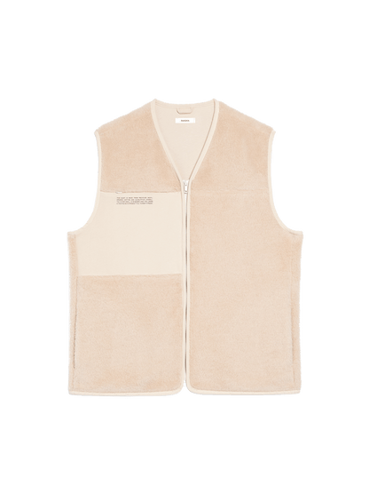 Womens Recycled Wool Fleece Gilet—sand