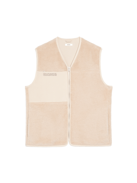 Womens Recycled Wool Fleece Gilet—sand