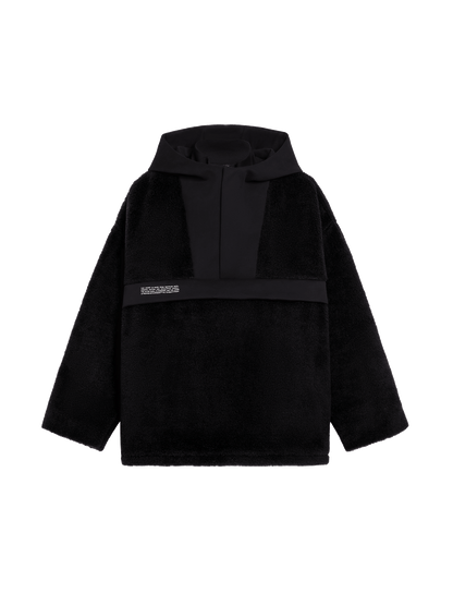 Womens Recycled Wool Fleece Half Zip Jacket—black