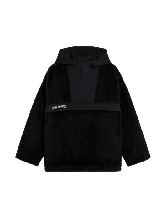 Womens Recycled Wool Fleece Half Zip Jacket—black