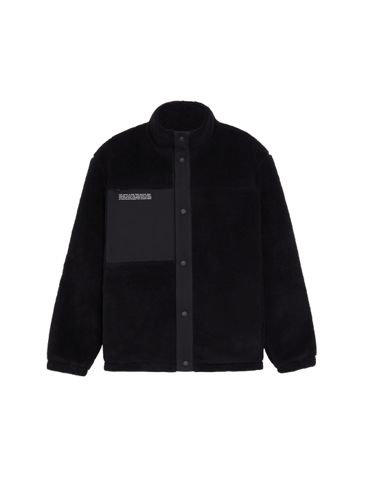 Womens Recycled Wool Fleece Jacket—black