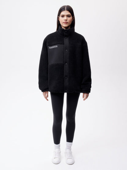 Womens Recycled Wool Fleece Jacket—black