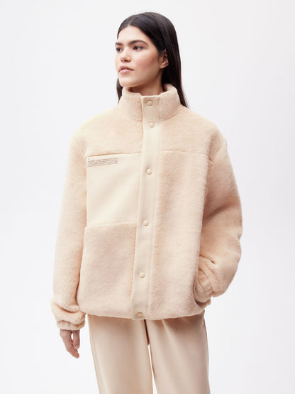 Womens Recycled Wool Fleece Jacket—sand