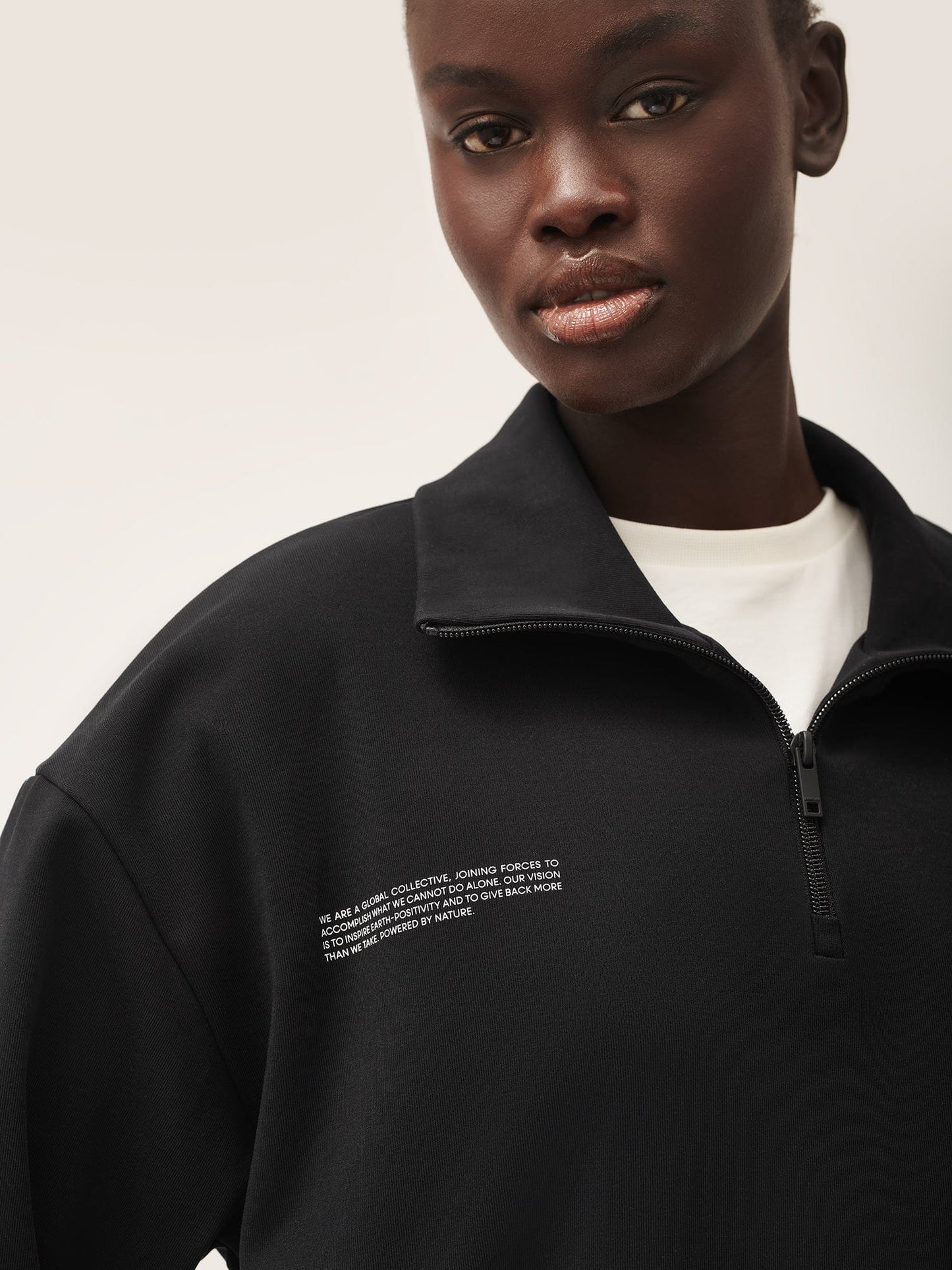Womens Double Jersey Half Zip Sweatshirt—black