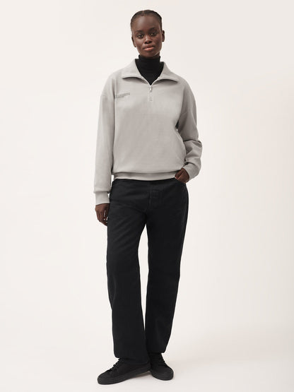 Womens Double Jersey Half Zip Sweatshirt—stone