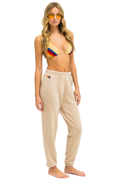 5 STRIPE SWEATPANTS - SAND // WHITE // GREY