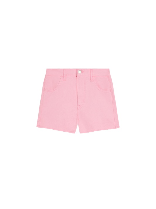 Women Denim High Rise Cropped Shorts—sakura pink