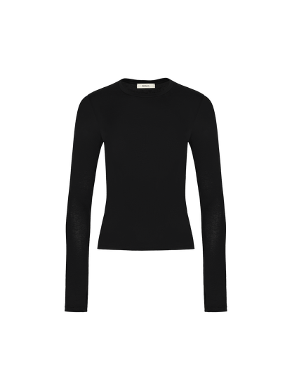 Womens 365 Cotton-Stretch Long-Sleeved Top—black