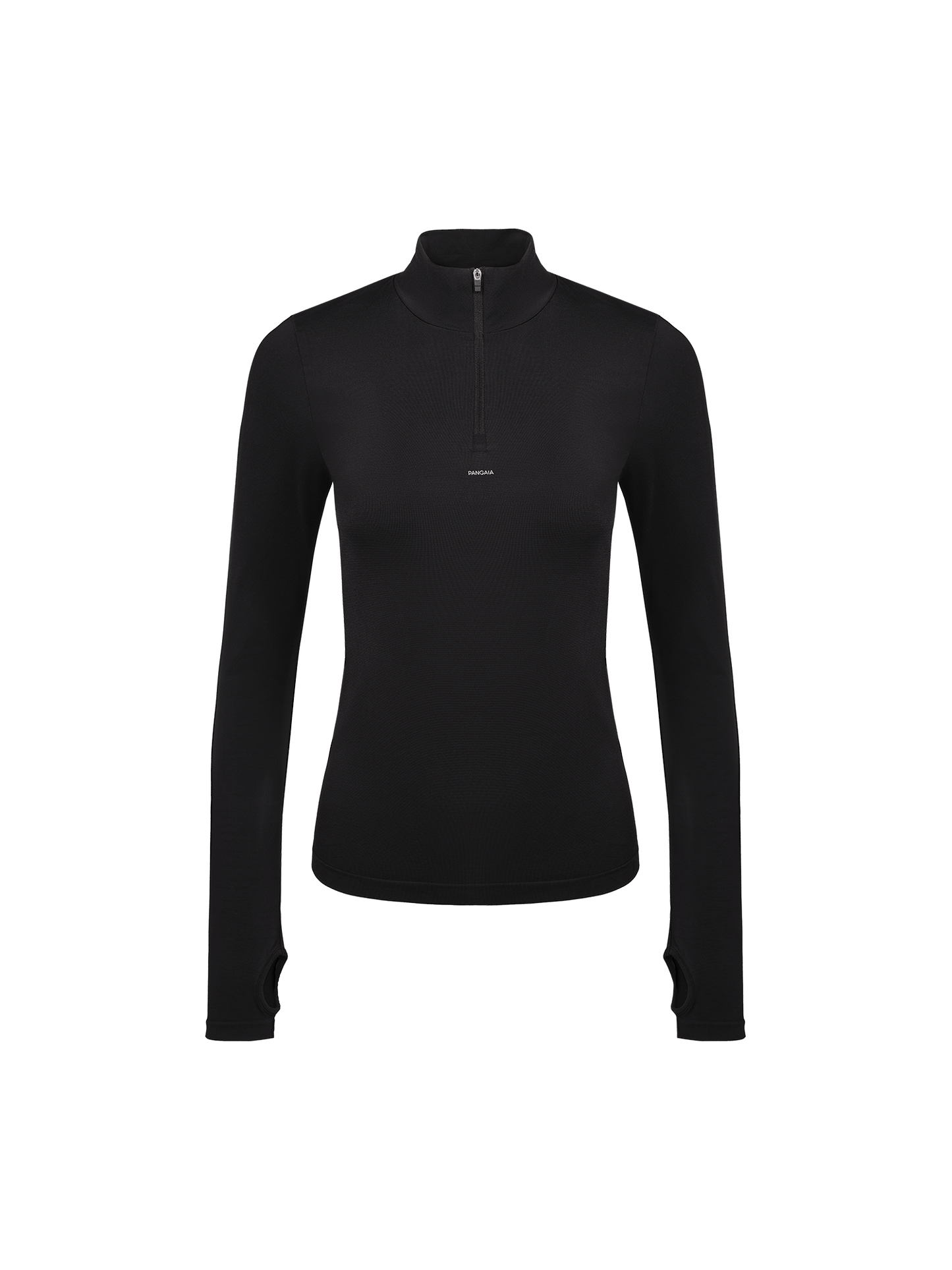 Women's Plant-Stretch Zipped Long Sleeve Top—black