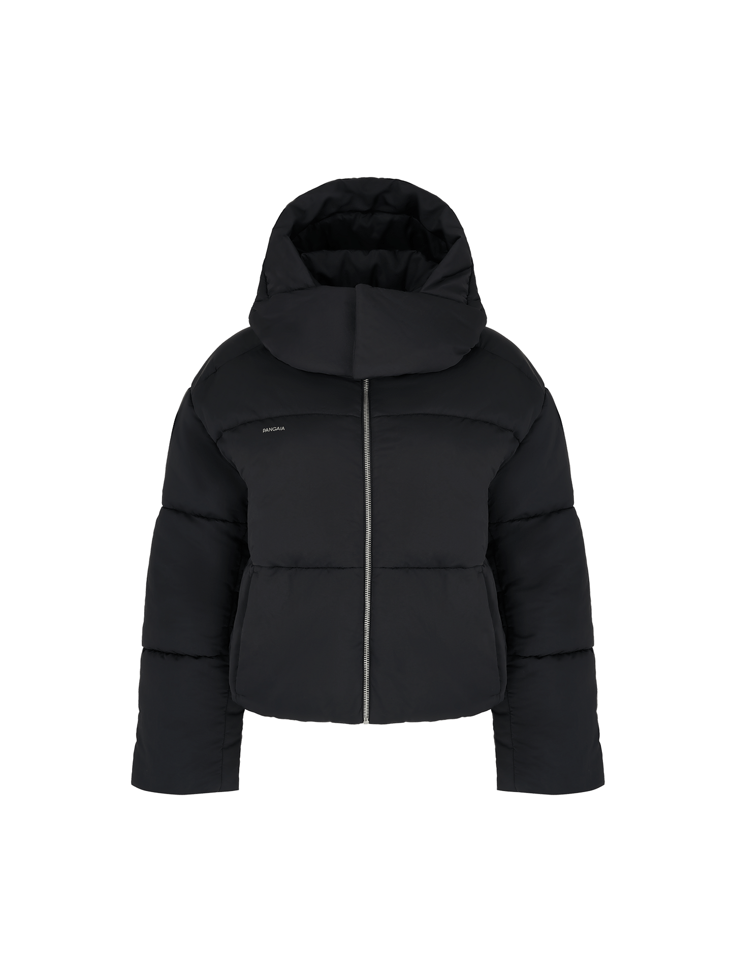 Women’s Flower-Warmth Recycled Nylon Cropped Puffer—black