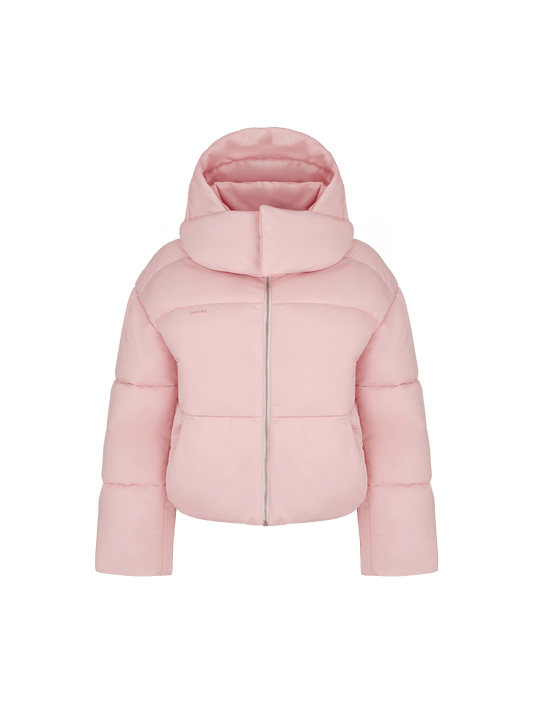 Women’s Flower-Warmth Recycled Nylon Cropped Puffer—magnolia pink