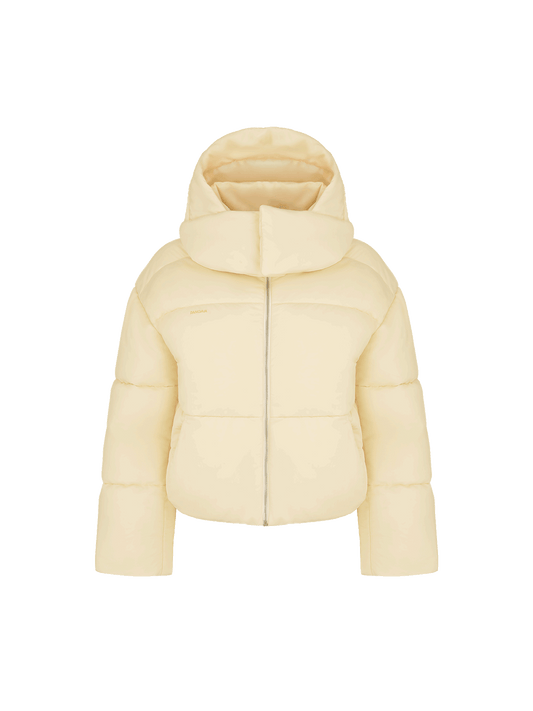 Women’s Flower-Warmth Recycled Nylon Cropped Puffer—rind yellow