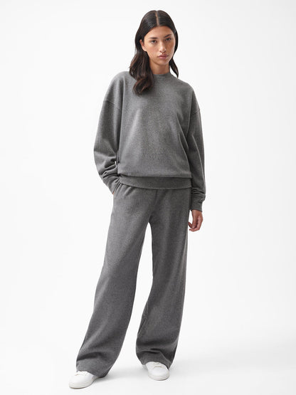 Womens Recycled Wool Jersey Wide-Leg Track Pants—volcanic grey