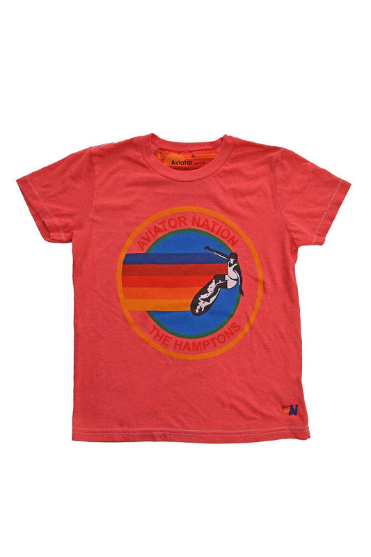 AVIATOR NATION HAMPTONS KIDS TEE - RED