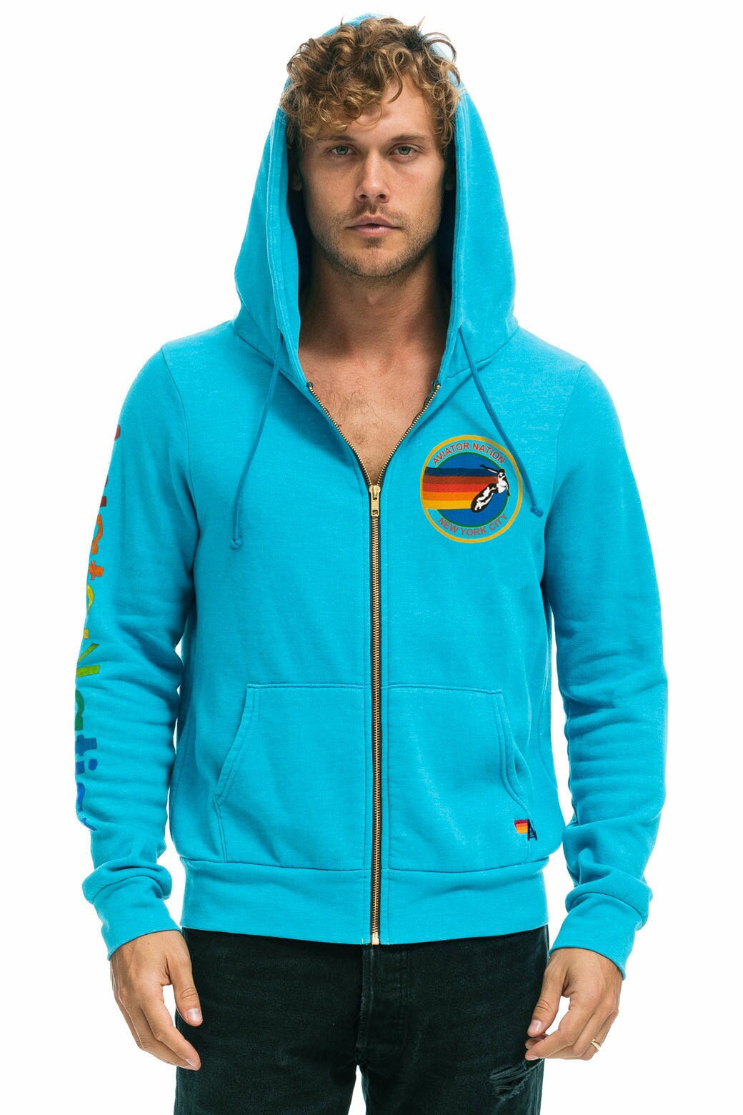 AVIATOR NATION NEW YORK CITY HOODIE - NEON BLUE