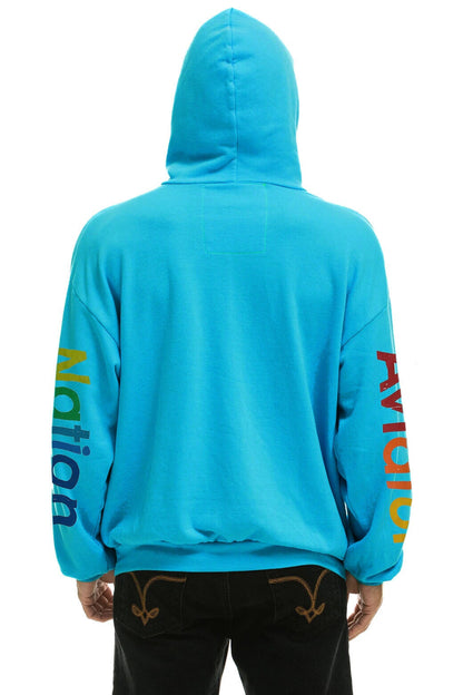 AVIATOR NATION NORTH SHORE RELAXED PULLOVER HOODIE - NEON BLUE